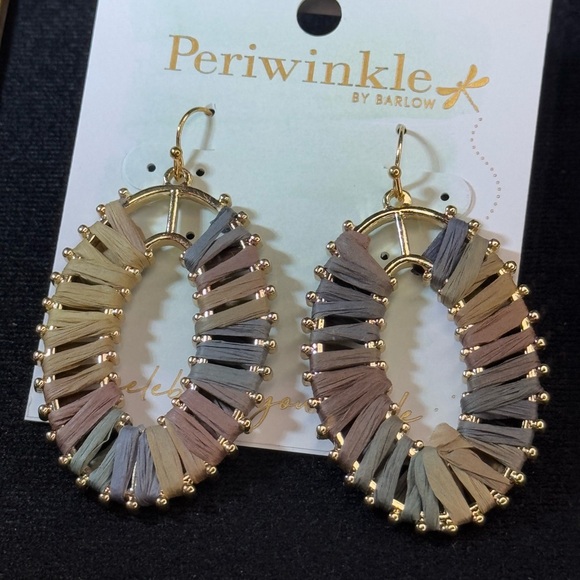 Periwinkle by Barlow Gold Tone Weave Dangle Earrings 2.25inch - Picture 2 of 5